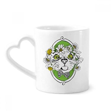 Imagem de Flor arco cabeça de gato proteção animal amante caneca café cerâmica copo coração vidro
