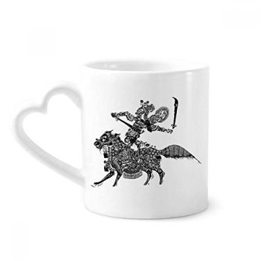 Imagem de Caneca feminina tradicional Shadow Play Ópera chinesa caneca feminina café cerâmica copo de coração de vidro