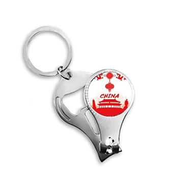 Imagem de Conjunto vermelho China Landmark Nail Nipper Ring Chaveiro Abridor de Garrafas Cortador