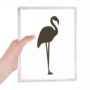 Imagem de Caderno de flamingo preto com retrato de animal fofo, diário de folhas soltas recarregável, artigos de papelaria