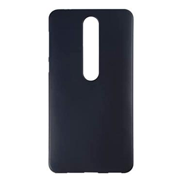 Imagem de Capa para Nokia 6.1, capa traseira de TPU (poliuretano termoplástico) macio à prova de choque de silicone anti-impressões digitais capa protetora de corpo inteiro para Nokia 6 2018 (5,50 polegadas) (preto)
