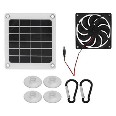 Imagem de Aramox Kit de ventilador de painel solar, ventilador de 10 W 5 V alimentado por energia solar portátil de silicone monocristalino ventilador de resfriamento para trailers iates banheiro