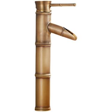 Imagem de LIDON Torneiras de banheiro para pia 1 furo torneira de latão banheiro furo único torneira da pia do banheiro 1 furo retro torneira da pia de latão torneira de água quente e fria para cozinha, E antigo (cor: antigo D)