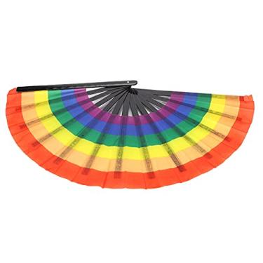 Imagem de Pssopp Rainbow Fan Rainbow Fan Rainbow Fan Rainbow Fan Portable Exquisite Tecido, Ventilador de Mão para Festa de Casamento Dance Decoração