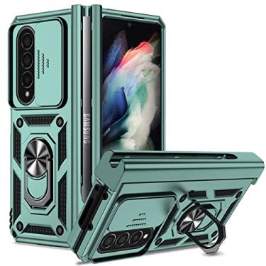 Imagem de Capa de armadura à prova de choque para Samsung Galaxy Z Fold 4 suporte de carro magnético suporte deslizante protetor de câmera capa de telefone, verde, para Galaxy Z Fold 4