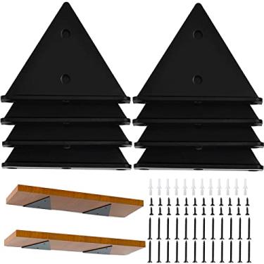 Imagem de Halyuhn Suporte de prateleira flutuante pequeno para montagem na parede, suporte de prateleira de 8 peças, preto