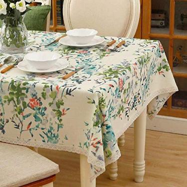Imagem de toalhas de mesa estampadas de estilo simples oblongo impressão toalha de mesa de design para mesa de jantar de cozinha cobre rendas verdes 100 × 160cm