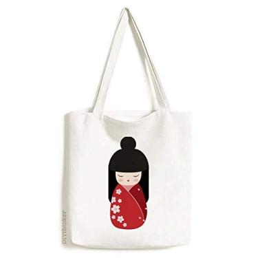 Imagem de Quimono vermelho Sakura Japão Art Deco presente moda sacola sacola de compras bolsa casual bolsa de mão