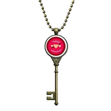 Imagem de DIYthinker Colar rosa Feliz Dia dos Namorados Coração Flecha Chaveiro Colar Pingente Corrente Enfeitada