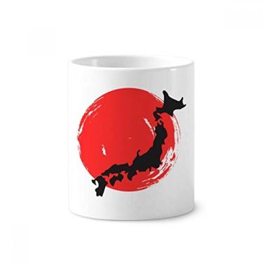 Imagem de Porta-canetas de escova de dentes japonesa abstrata com mapa preto