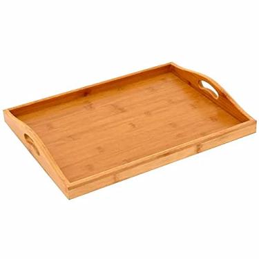 Imagem de Bandeja Multifuncional Retangular Bambu MDF 40 x 30 cm