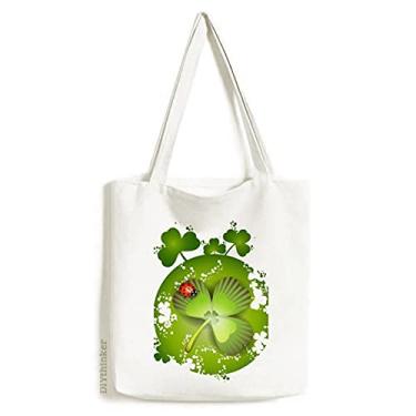 Imagem de Bolsa sacola de lona Four Clover Ireland St. Patrick's Day bolsa de compras casual bolsa de mão