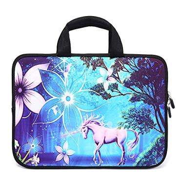 Imagem de 14 15 15,4 15,6 polegadas Bolsa para laptop com alça para proteger o computador Bolsa para notebook capa de neoprene capa de viagem macia para Dell Lenovo Toshiba HP Chromebook ASUS Acer, Cute Unicorn