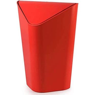 Imagem de Lixeira De Plástico Lixeira Quadrada Lixeiras De Reciclagem Lixeiras De Lixo Criativas Triangulares De Plástico Lixeira De Canto De Quarto,Vermelho,YUYANAIAI