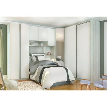 Imagem de Quarto Completo de Canto Solteiro com 7 Módulos e Espelho Prime Plus Luciane Móveis