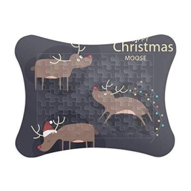 Imagem de Enfeite de quebra-cabeça com estampa de alce de rena de Natal para decoração de imagem