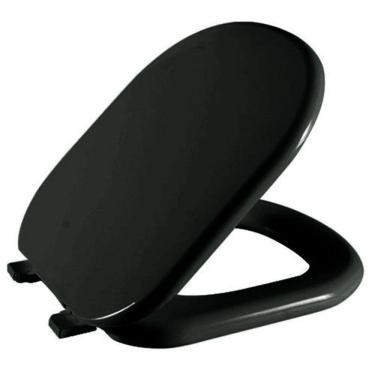 Imagem de Assento Sanitário Valentina Preto Tampa para Vaso Hervy Almofadado
