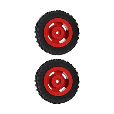 Imagem de Pneu de borracha de aro de roda 1/24, amortecimento forte de alto desempenho Pneu de borracha de aro de roda de 50 mm para carro RC AXIAL SCX24(vermelho)