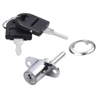 Imagem de Generic Fechadura do êmbolo do armário, fechadura da gaveta do armário, fechadura do êmbolo do armário da cabeça do cilindro, fechadura do armário de arquivo, 16mm Prata