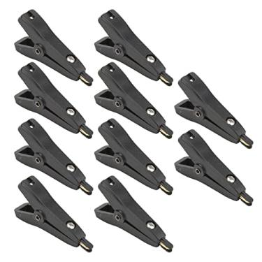 Imagem de Clipe de teste eletrônico de 2, 10 clipes de bateria de carro, clipe de crocodilo de latão positivo teste negativo latão banhado a ouro (preto)