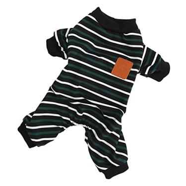 Imagem de Pijama Listrado para Cachorro, Casual, Bonito, Design de Abertura na Barriga, Macacão para Cachorro, Elegante, Elástico para Férias, Gatos, Filhotes, para a Vida Diária (S)
