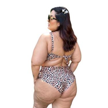 Imagem de Biquíni Plus Size Hot Pants Meia Taça Retrô Onça - Califórnia Brasil