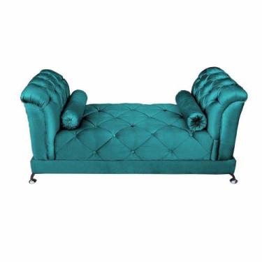 Imagem de Recamier Sofá Para Sala Quarto E Recepção Athenas Suede Azul Turquesa