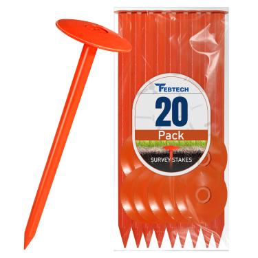 Imagem de FEBTECH - Marcador de tanque séptico – 6,9 x 25,4 cm – Marcadores de linha de propriedade adequados para proteger sua fossa séptica e limites de propriedade com estacas sólidas e resistentes – Pacote