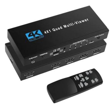 Imagem de Bolaazul, Switch HDMI 4x1 Quad MultiViewer 4K 30Hz 5 Modos Visão C/IR