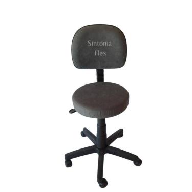 Imagem de Cadeira mocho com encosto secretaria - base com rodízio - regulagem de altura a gás  pra dentista tatuador suede cinza