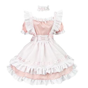 Imagem de Letuwj Lindo vestido de empregada doméstica Lolita uniforme cosplay, Rosa 2, P