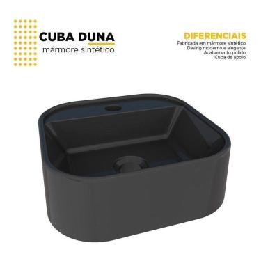 Imagem de Cuba Para Banheiro Em Mármore Sintético Duna Preta Cozimax