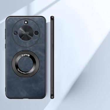 Imagem de Estojo anti-riscos Compatível com capa Huawei Honor X50 com capa magnética de suporte de 360°, capa multifuncional de couro à prova de choque TPU capa protetora resistente Capa de celular (Size : Blu