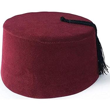 Imagem de BAYKUL Dr. Who Turkish Shriner Fez Hat Felt, Arabian Moroccan Aladdin Abu Costume Tassel (Red)