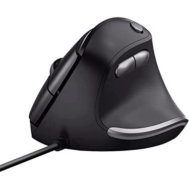 Imagem de Trust Mouse vertical USB sustentável Bayo, reduz a tensão no braço e no pulso, 800-4200 DPI, 6 botões, cabo de 150 cm, mouse ergonômico com fio para Windows, PC, laptop, Mac – Preto