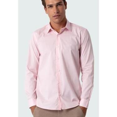 Imagem de Camisa social masculina manga longa slim flex rosa bebe-Masculino