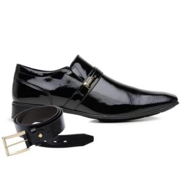 Imagem de Sapato Social Jota Pe Preto Verniz + Cinto 74892-Masculino