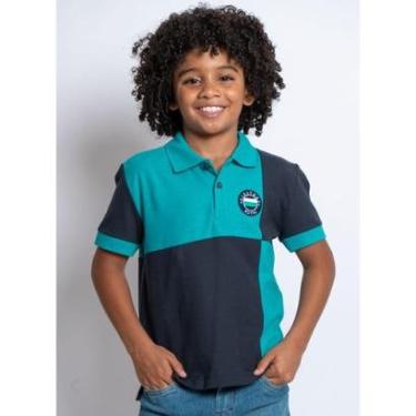 Imagem de Camisa Polo Aleatory Kids Piquet Recortada Turquesa-Masculino