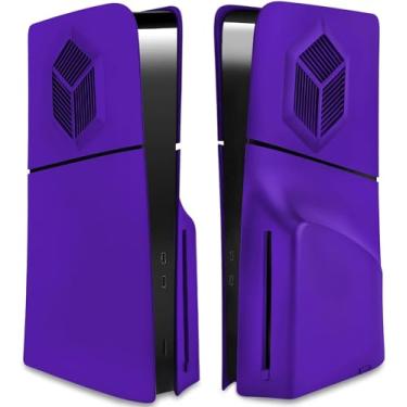 Imagem de Adequado para case de versão de disco PS5 Slim, painel com aberturas de resfriamento, capa protetora anti-riscos e à prova de poeira, painéis laterais de reposição ABS (ABS-Roxo)
