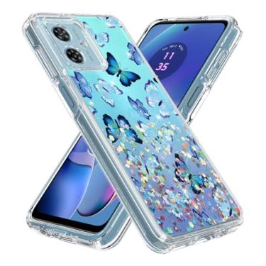 Imagem de Rosebono Compatível com Motorola Moto G24 / Moto G04, capa híbrida com estampa de design gráfico (borboleta)