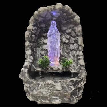 Imagem de Fonte de água decorativa lurdes lourdes gruta cascata luz colorida