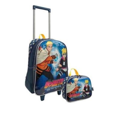 Imagem de Kit Mochila Escolar Infantil Juvenil 2 Rodas com Lancheira Boruto Naratu-Unissex