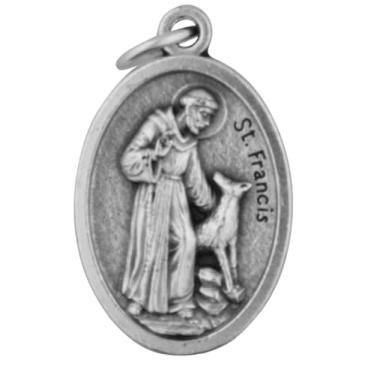 Imagem de Religious Gifts Medalha de animal de estimação Saint Francis of Assisi 2,5 cm H prateada
