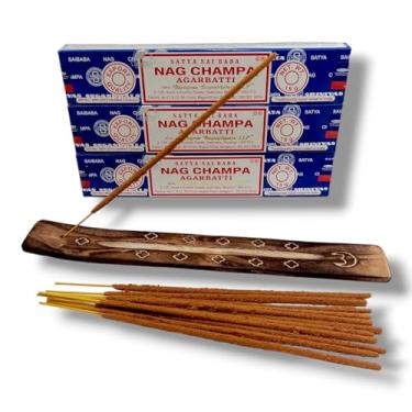 Imagem de Incenso Indiano Nag Champa Satya Sai Baba 3cxd15gr incensario regua