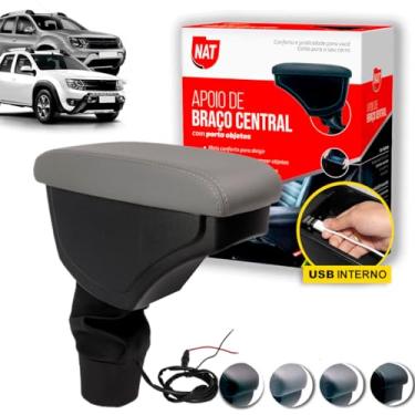 Imagem de Apoio de Braço Renault Duster E Oroch Ano 2011 Até 2020 EPC C/Usb (Cinza C/Linha Cinza)