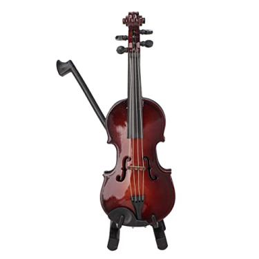 Imagem de Violino Em Miniatura de Madeira Com Suporte de e Estojo Mini Instrumento Musical Modelo de Casa de Bonecas Decoração Elegante Exibição de Modelo de Violino de 10 Cm Com