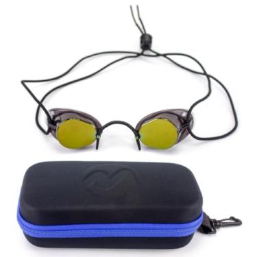 Imagem de Oculos Natacao Speedo Speed Mirror Sueco Preto + Case Medinas Logo Azul