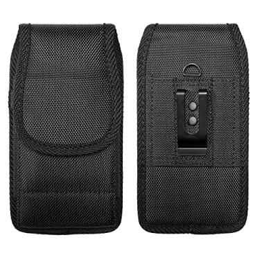 Imagem de CELZEN Coldre de nylon para celular para Samsung Galaxy A21, A22 5G, Note20 Ultra, S20/S21/S22 Ultra 5G, T-Mobile REVVL 6 Pro - Capa vertical de lona bolsa de transporte com clipe de cinto, preto