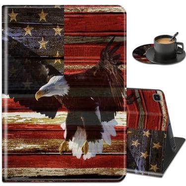 Imagem de Capa para Samsung Galaxy Tab A7 Lite de 8,7 polegadas, com função despertar/hibernar, para Samsung Galaxy A7 Lite 2021 [SM-T220/T225/T227] - Bandeira Americana Arte Águia Careca