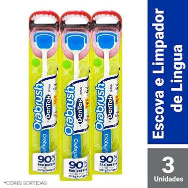 Imagem de Kit Escova e Limpador de Língua Dentek Orabrush com 3 unidades